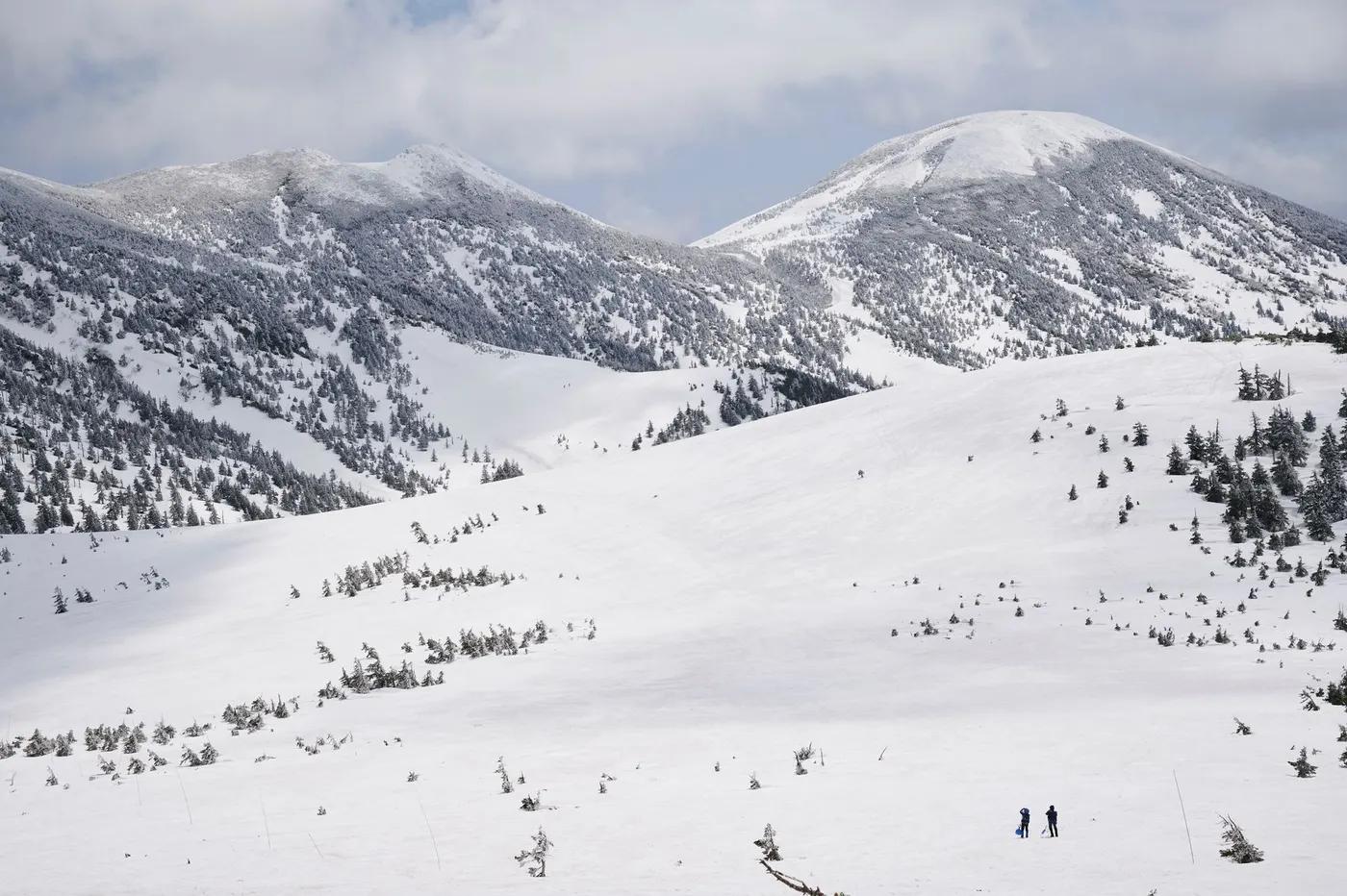 Pristine snowy mountain landscape in Aomori, Japan. Ideal for winter travel and nature enthusiasts.