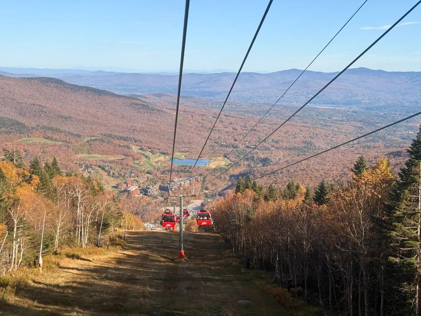 Breathtaking fall landscape from Stowe Gondola, Vermont.